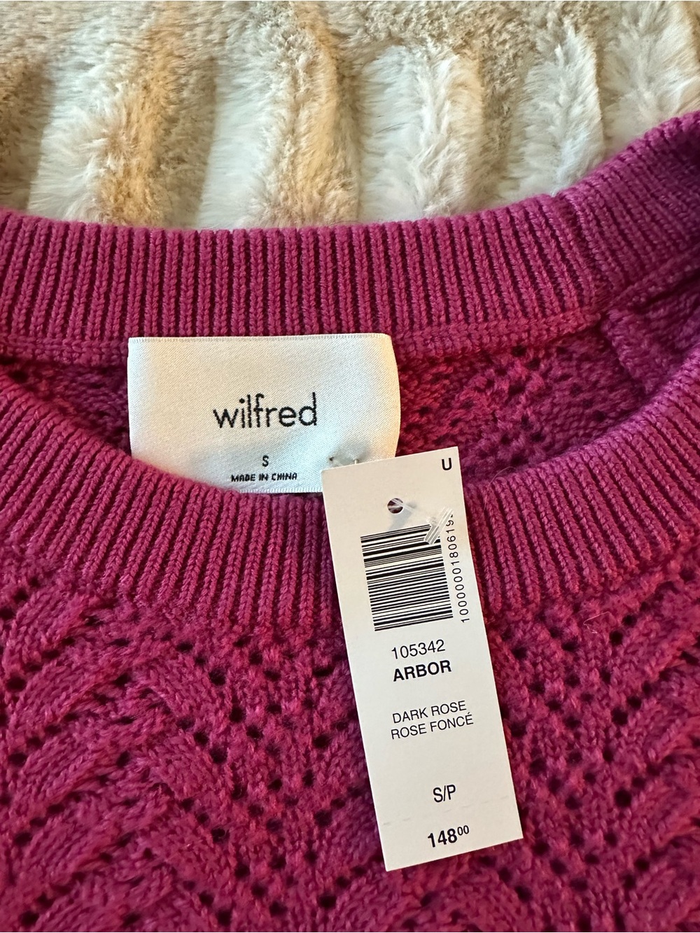 Wilfred Raspberry Open-Knit Crewneck Sweater - Picture 2 of 3